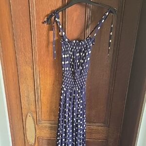 Blue and White Spaghetti Strap Maxi Sundress